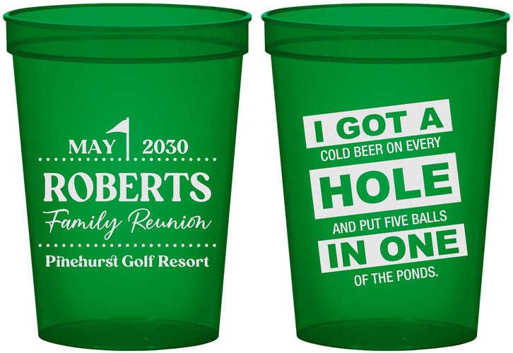 Custom Family Reunion 16 oz Translucent Cups - Golf | 160049
