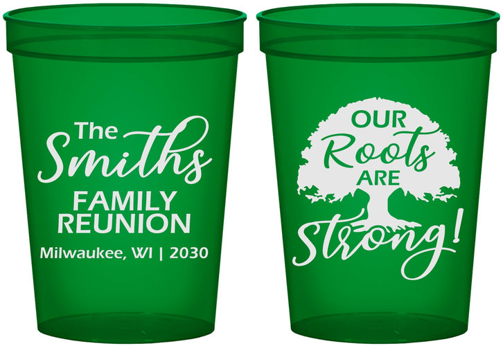 Custom Family Reunion 16 oz Translucent Cups - Our Roots Are Strong | 160051