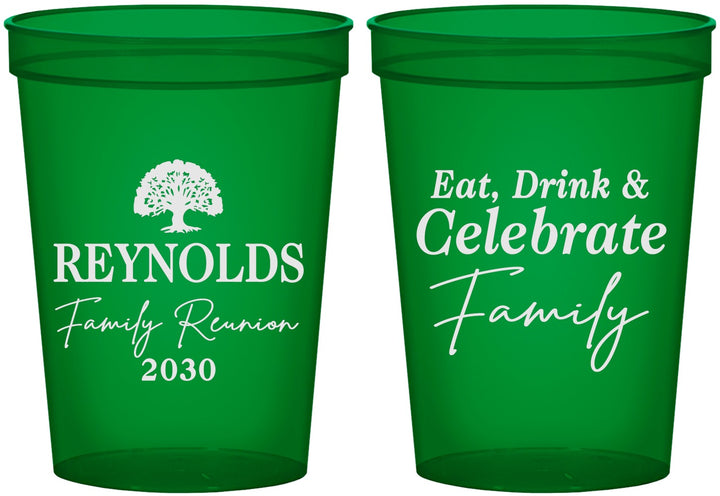 Custom Family Reunion 16 oz Translucent Cups - Eat Drink Celebrate | 160053