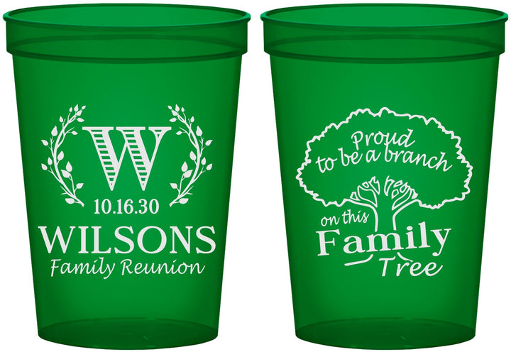 Custom Family Reunion 16 oz Translucent Cups - Monogram Tree | 160056
