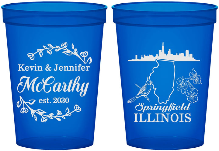 Custom Wedding 16 oz Translucent Cups - Illinois | 162