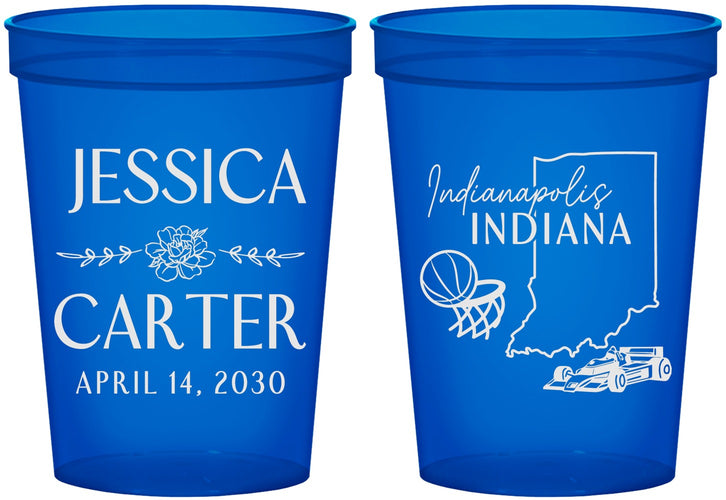 Custom Wedding 16 oz Translucent Cups - Indiana | 163