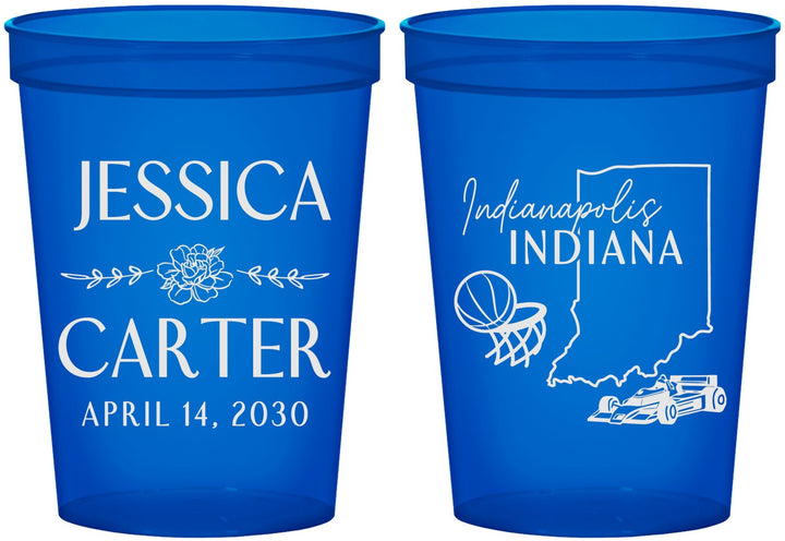 Custom Wedding 16 oz Translucent Cups - Indiana | 163