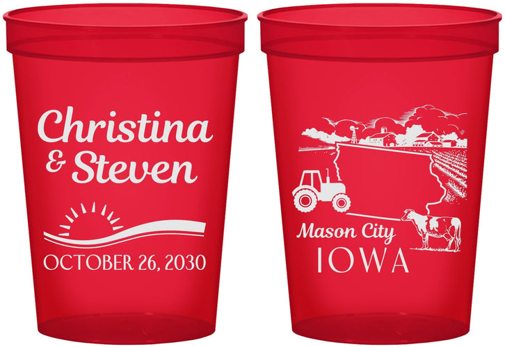 Custom Wedding 16 oz Translucent Cups - Iowa | 164