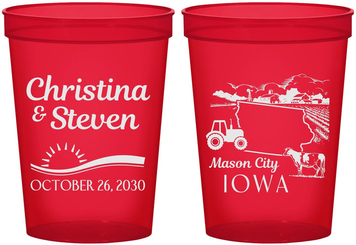 Custom Wedding 16 oz Translucent Cups - Iowa | 164
