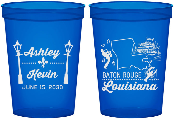 Custom Wedding 16 oz Translucent Cups - Louisiana | 167