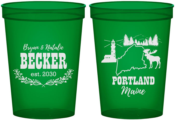 Custom Wedding 16 oz Translucent Cups - Maine | 168