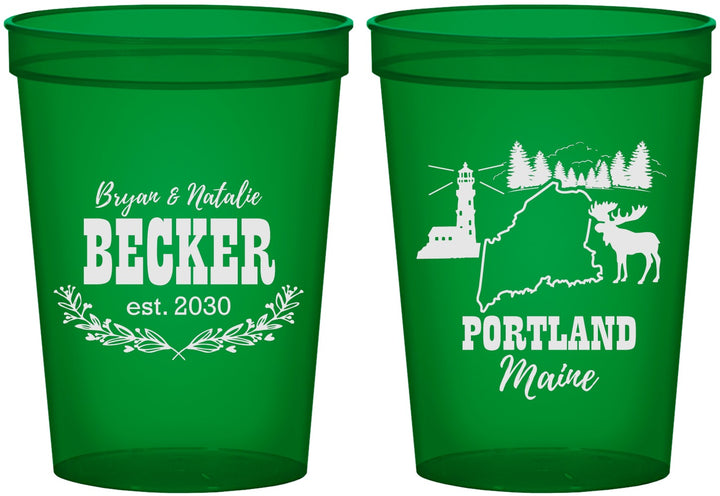 Custom Wedding 16 oz Translucent Cups - Maine | 168