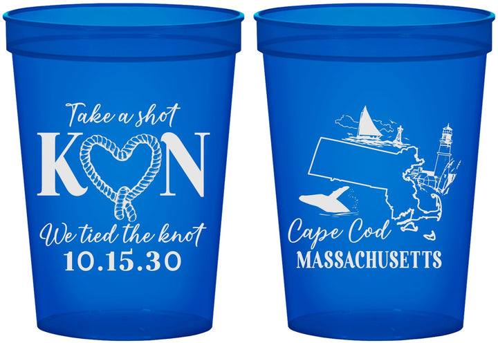 Custom Wedding 16 oz Translucent Cups - Massachusetts | 170