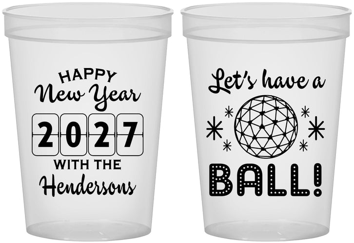 Custom New Years 16 oz Translucent Cups - 2027 Lets Have A Ball | 170001