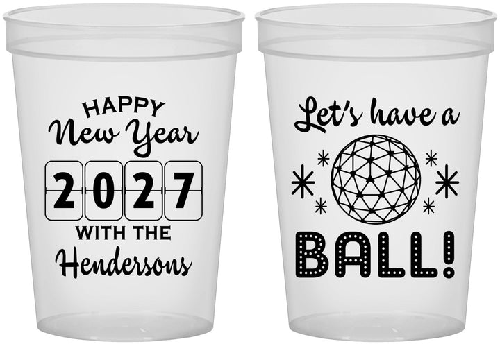 Custom New Years 16 oz Translucent Cups - 2027 Lets Have A Ball | 170001