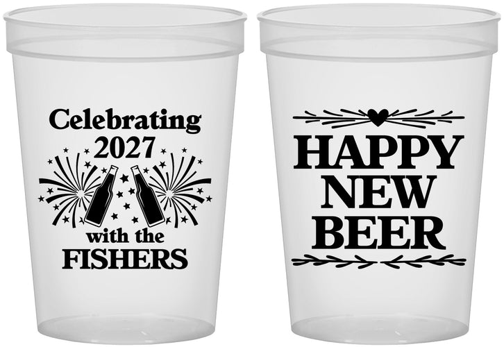 Custom New Years 16 oz Translucent Cups - 2027 Happy New Beer | 170004