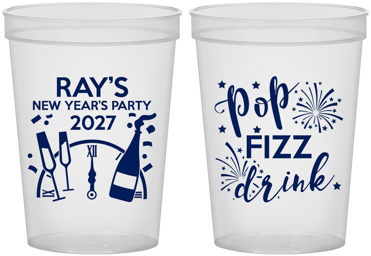 Custom New Years 16 oz Translucent Cups - 2027 Pop Fizz Drink | 170007