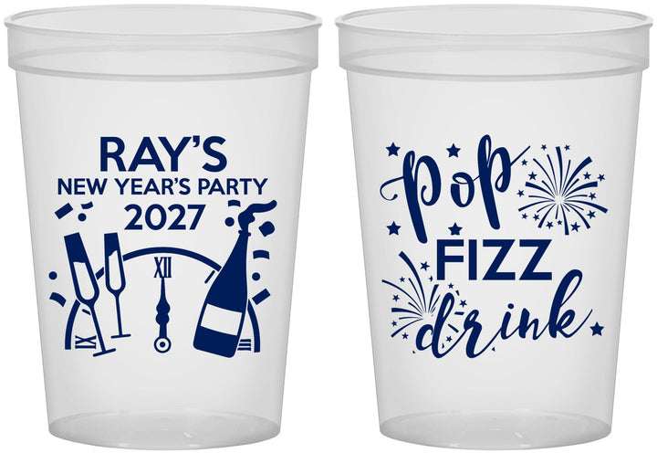 Custom New Years 16 oz Translucent Cups - 2027 Pop Fizz Drink | 170007