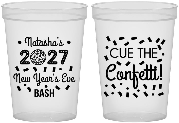 Custom New Years 16 oz Translucent Cups - 2027 Nye Confetti | 170012