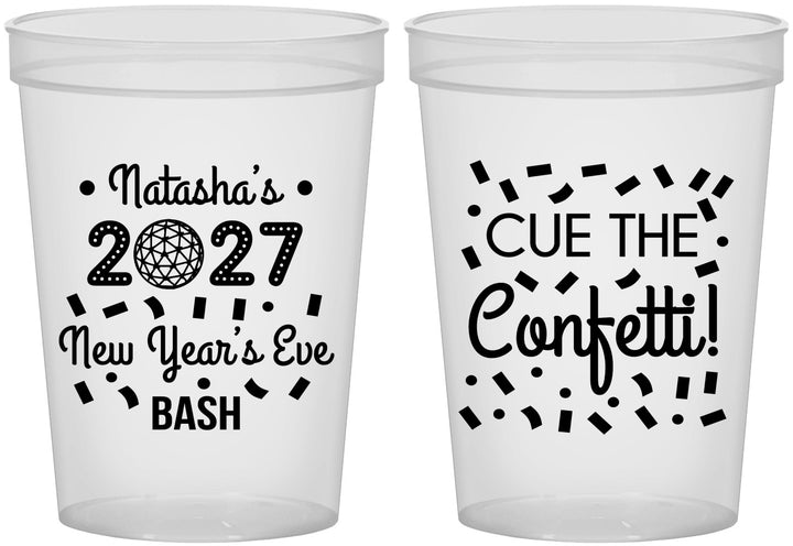 Custom New Years 16 oz Translucent Cups - 2027 Nye Confetti | 170012