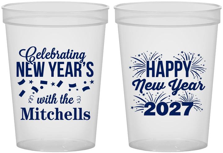 Custom New Years 16 oz Translucent Cups - 2027 Nye Confetti | 170015
