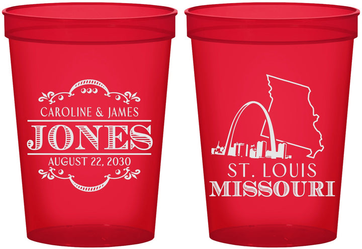 Custom Wedding 16 oz Translucent Cups - Missouri | 174
