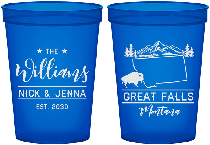 Custom Wedding 16 oz Translucent Cups - Montana | 175