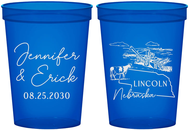 Custom Wedding 16 oz Translucent Cups - Nebraska | 176