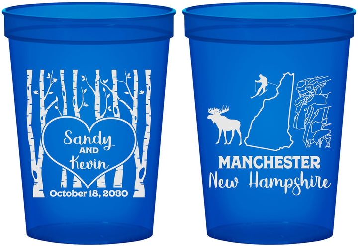 Custom Wedding 16 oz Translucent Cups - New Hampshire | 178