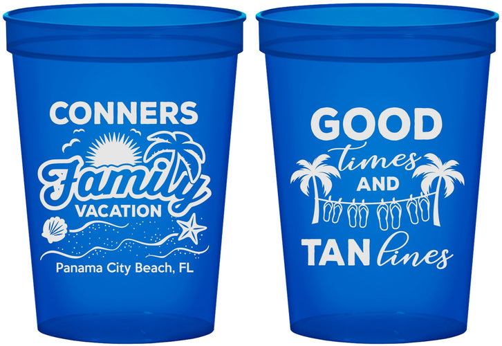 Custom Family Vacation 16 oz Translucent Cups - Good Times Tan Lines | 180005