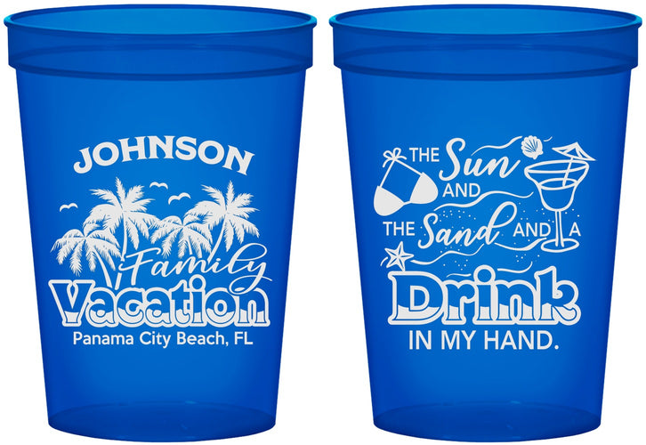 Custom Family Vacation 16 oz Translucent Cups - Sun And Sand Beach | 180007