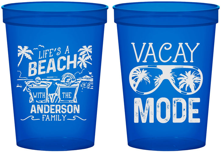 Custom Family Vacation 16 oz Translucent Cups - Lifes A Beach | 180008