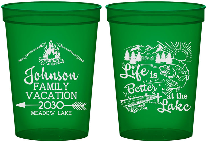 Custom Family Vacation 16 oz Translucent Cups - Lake Camping | 180011