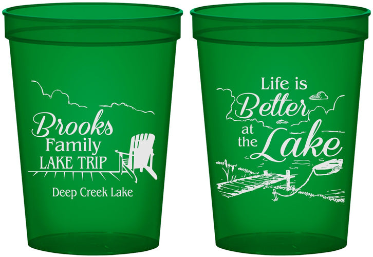 Custom Family Vacation 16 oz Translucent Cups - Lake Camping | 180012