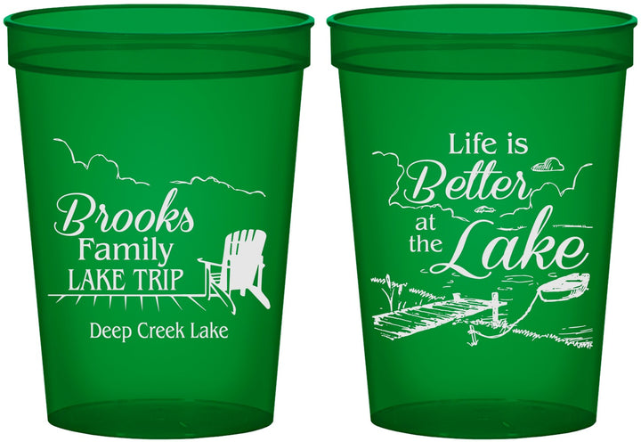Custom Family Vacation 16 oz Translucent Cups - Lake Camping | 180012