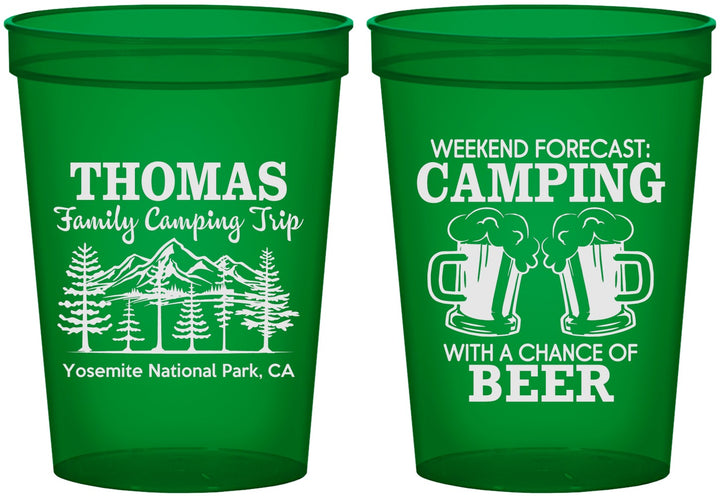 Custom Family Vacation 16 oz Translucent Cups - Camping Park | 180013