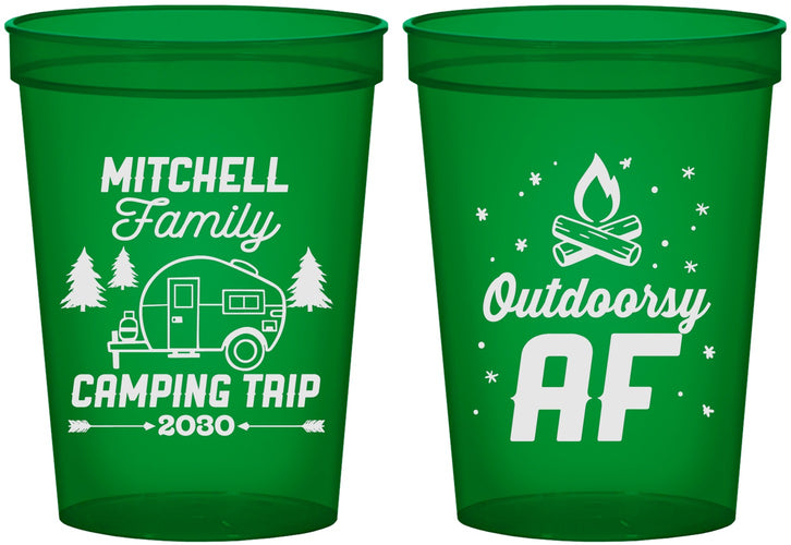 Custom Family Vacation 16 oz Translucent Cups - Camping Trip | 180018