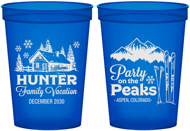 Custom Family Vacation 16 oz Translucent Cups - Ski Trip Peaks | 180020