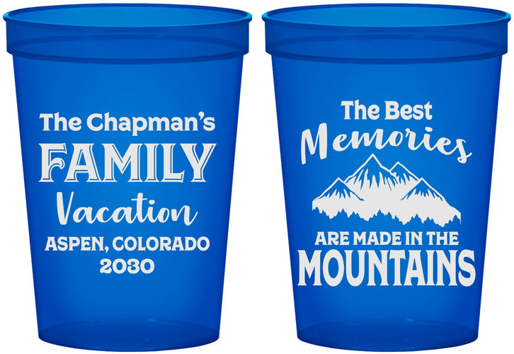 Custom Family Vacation 16 oz Translucent Cups - Mountains | 180021