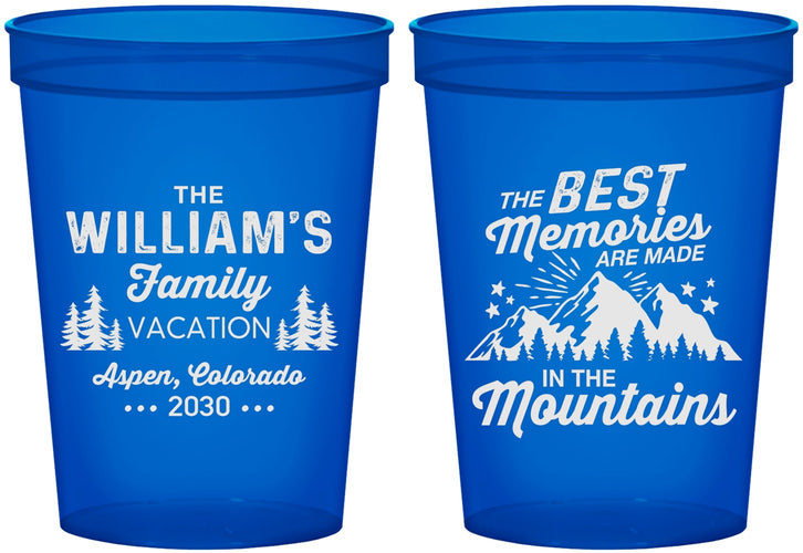 Custom Family Vacation 16 oz Translucent Cups - Mountains | 180022