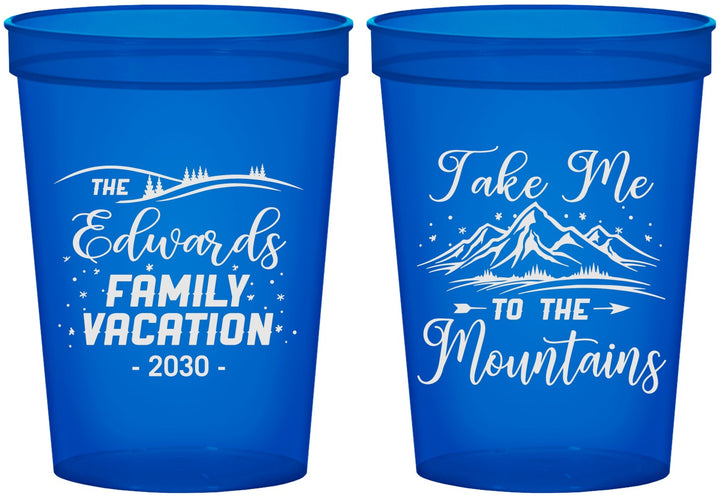 Custom Family Vacation 16 oz Translucent Cups - Mountains | 180024