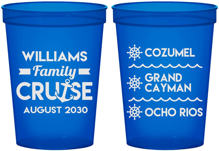 Custom Family Vacation 16 oz Translucent Cups - Nautical Cruise | 180034