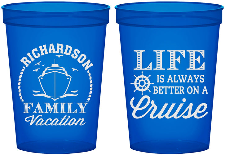 Custom Family Vacation 16 oz Translucent Cups - Cruise Ship | 180036