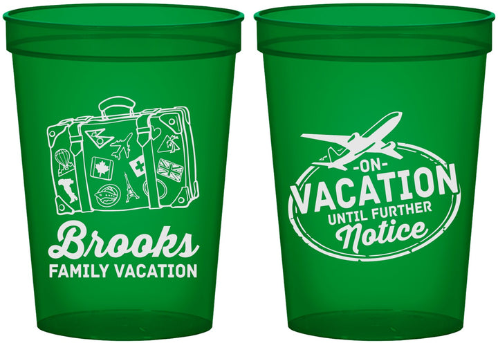Custom Family Vacation 16 oz Translucent Cups - Road Trip Plane | 180052