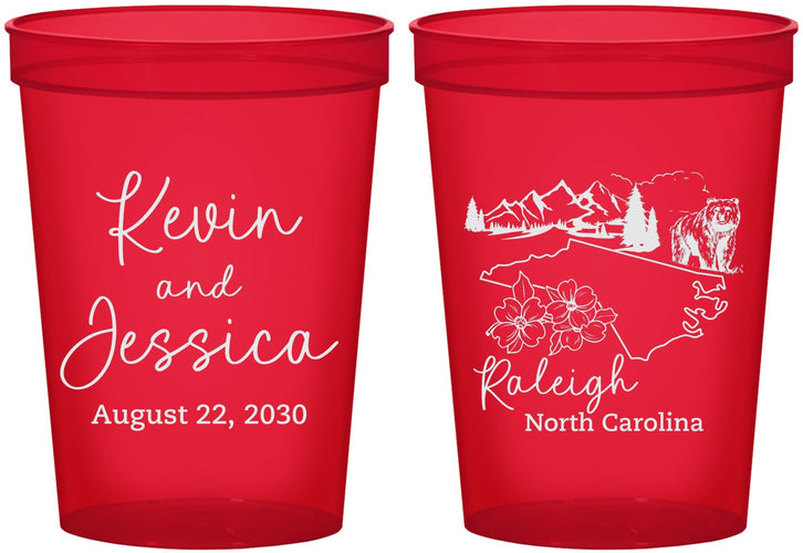 Custom Wedding 16 oz Translucent Cups - North Carolina | 182