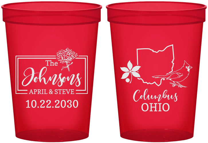Custom Wedding 16 oz Translucent Cups - Ohio | 184