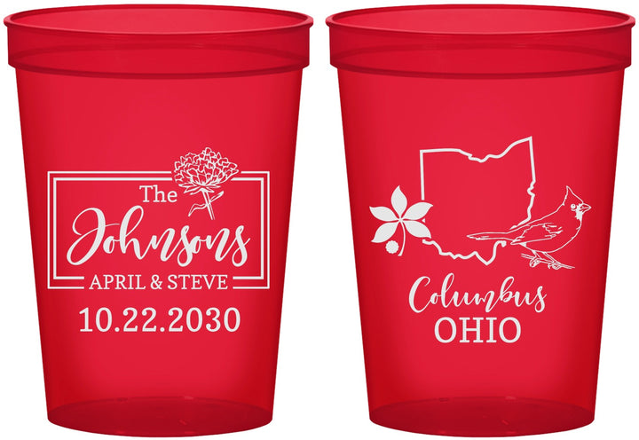Custom Wedding 16 oz Translucent Cups - Ohio | 184