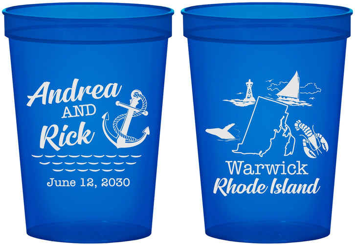 Custom Wedding 16 oz Translucent Cups - Rhode Island | 188