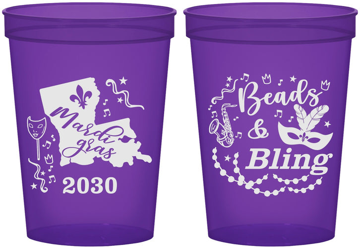 Custom Mardi Gras 16 oz Translucent Cups - Beads And Bling | 190002