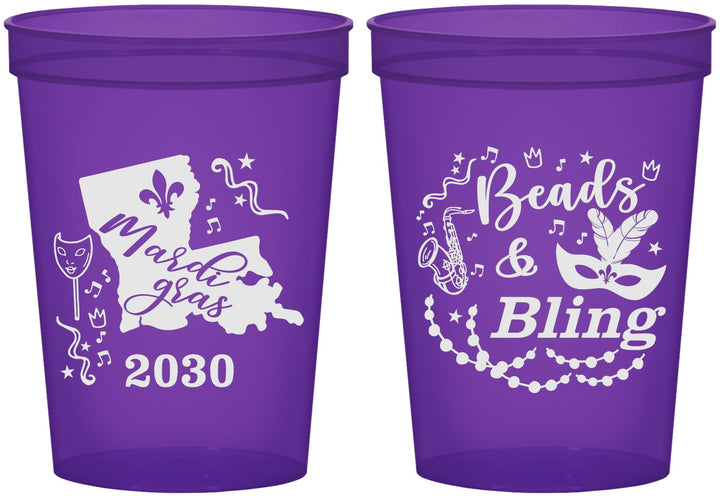 Custom Mardi Gras 16 oz Translucent Cups - Beads And Bling | 190002