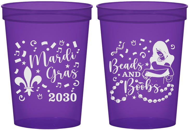 Custom Mardi Gras 16 oz Translucent Cups - Beads And Boobs | 190005