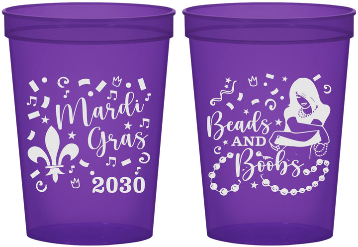 Custom Mardi Gras 16 oz Translucent Cups - Beads And Boobs | 190005