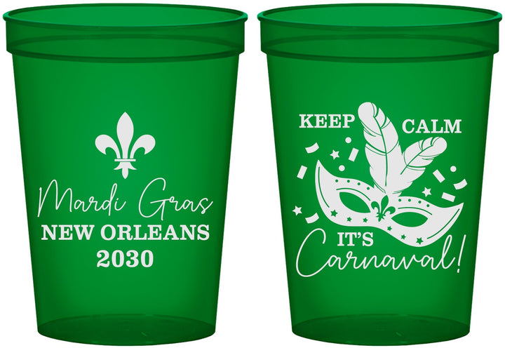 Custom Mardi Gras 16 oz Translucent Cups - Fleur De Lis Carnaval | 190011