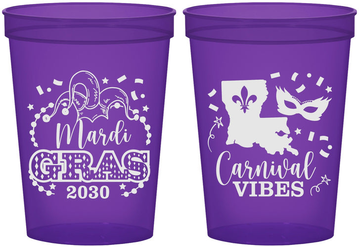 Custom Mardi Gras 16 oz Translucent Cups - Fleur De Lis Carnaval | 190012